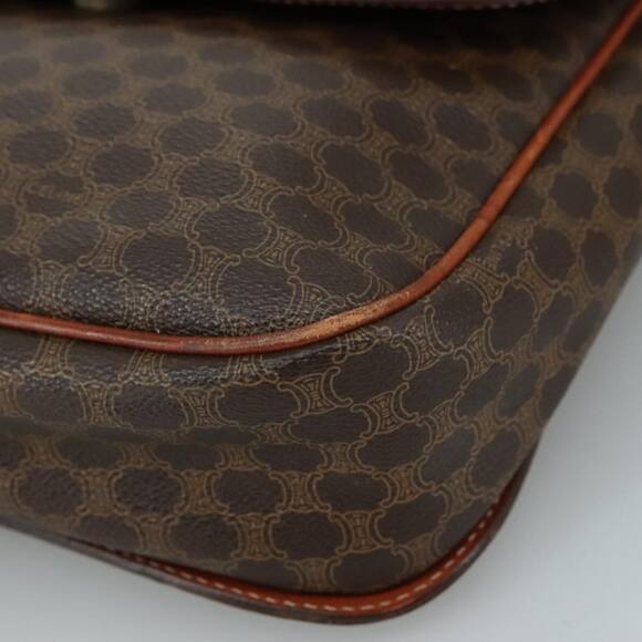 CELINE Macadam Canvas Shoulder Bag Pvc Leather Brown Gold - Picture 10 of 16